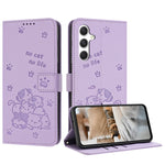 Custodia in pelle per telefono con gattino in rilievo e cordino, For Samsung Galaxy A56 5G, For Samsung Galaxy A36 5G, For Samsung Galaxy A16 5G, For Samsung Galaxy A06 4G