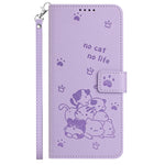 Custodia in pelle per telefono con gattino in rilievo e cordino, For Samsung Galaxy A56 5G, For Samsung Galaxy A36 5G, For Samsung Galaxy A16 5G, For Samsung Galaxy A06 4G