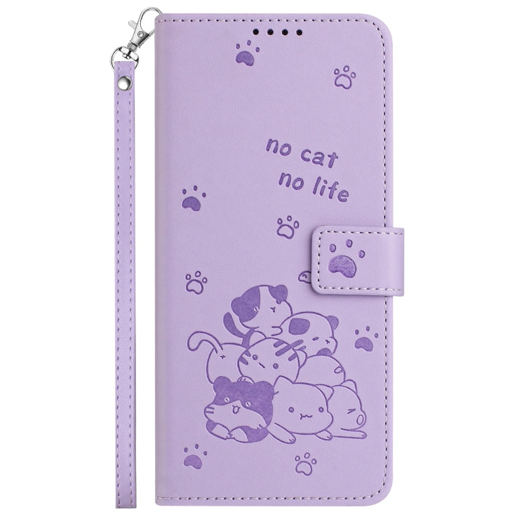Custodia in pelle per telefono con gattino in rilievo e cordino, For Samsung Galaxy A56 5G, For Samsung Galaxy A36 5G, For Samsung Galaxy A16 5G, For Samsung Galaxy A06 4G