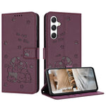 Custodia in pelle per telefono con gattino in rilievo e cordino, For Samsung Galaxy A56 5G, For Samsung Galaxy A36 5G, For Samsung Galaxy A16 5G, For Samsung Galaxy A06 4G