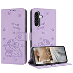 Custodia in pelle per telefono con gattino in rilievo e cordino, For Samsung Galaxy A56 5G, For Samsung Galaxy A36 5G, For Samsung Galaxy A16 5G, For Samsung Galaxy A06 4G
