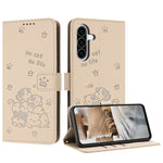 Custodia in pelle per telefono con gattino in rilievo e cordino, For Samsung Galaxy A56 5G, For Samsung Galaxy A36 5G, For Samsung Galaxy A16 5G, For Samsung Galaxy A06 4G