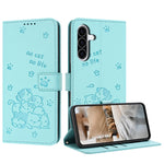 Custodia in pelle per telefono con gattino in rilievo e cordino, For Samsung Galaxy A56 5G, For Samsung Galaxy A36 5G, For Samsung Galaxy A16 5G, For Samsung Galaxy A06 4G