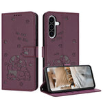 Custodia in pelle per telefono con gattino in rilievo e cordino, For Samsung Galaxy A56 5G, For Samsung Galaxy A36 5G, For Samsung Galaxy A16 5G, For Samsung Galaxy A06 4G