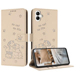 Custodia in pelle per telefono con gattino in rilievo e cordino, For Samsung Galaxy A57 5G, For Galaxy A27 5G, For Samsung Galaxy A07 4G, For Samsung Galaxy A17 5G / A26 5G