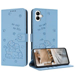 Custodia in pelle per telefono con gattino in rilievo e cordino, For Samsung Galaxy A57 5G, For Galaxy A27 5G, For Samsung Galaxy A07 4G, For Samsung Galaxy A17 5G / A26 5G