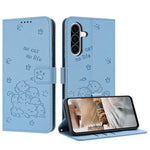 Custodia in pelle per telefono con gattino in rilievo e cordino, For Samsung Galaxy A57 5G, For Galaxy A27 5G, For Samsung Galaxy A07 4G, For Samsung Galaxy A17 5G / A26 5G