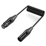Cavo audio in rame puro schermato bilanciato a spirale per microfono, lunghezza: 0,5 m, XLR 3 Pin Male to XLR 3 Pin Female