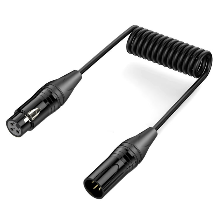 Cavo audio in rame puro schermato bilanciato a spirale per microfono, lunghezza: 0,5 m, XLR 3 Pin Male to XLR 3 Pin Female