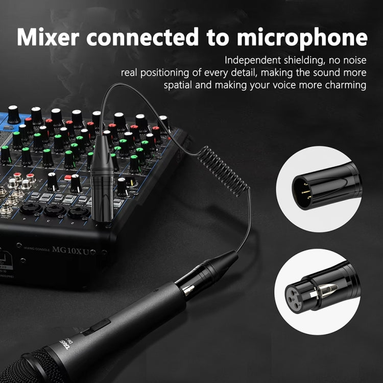 Cavo audio in rame puro schermato bilanciato a spirale per microfono, lunghezza: 0,5 m, XLR 3 Pin Male to XLR 3 Pin Female