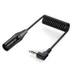 Cavo audio a spirale ad angolo retto con nucleo in rame e connettore placcato in oro, lunghezza: 0,5 m, 3.5mm to XLR Male, 3.5mm to XLR Female
