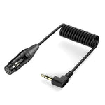 Cavo audio a spirale ad angolo retto con nucleo in rame e connettore placcato in oro, lunghezza: 0,5 m, 3.5mm to XLR Male, 3.5mm to XLR Female