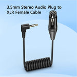 Cavo audio a spirale ad angolo retto con nucleo in rame e connettore placcato in oro, lunghezza: 0,5 m, 3.5mm to XLR Male, 3.5mm to XLR Female