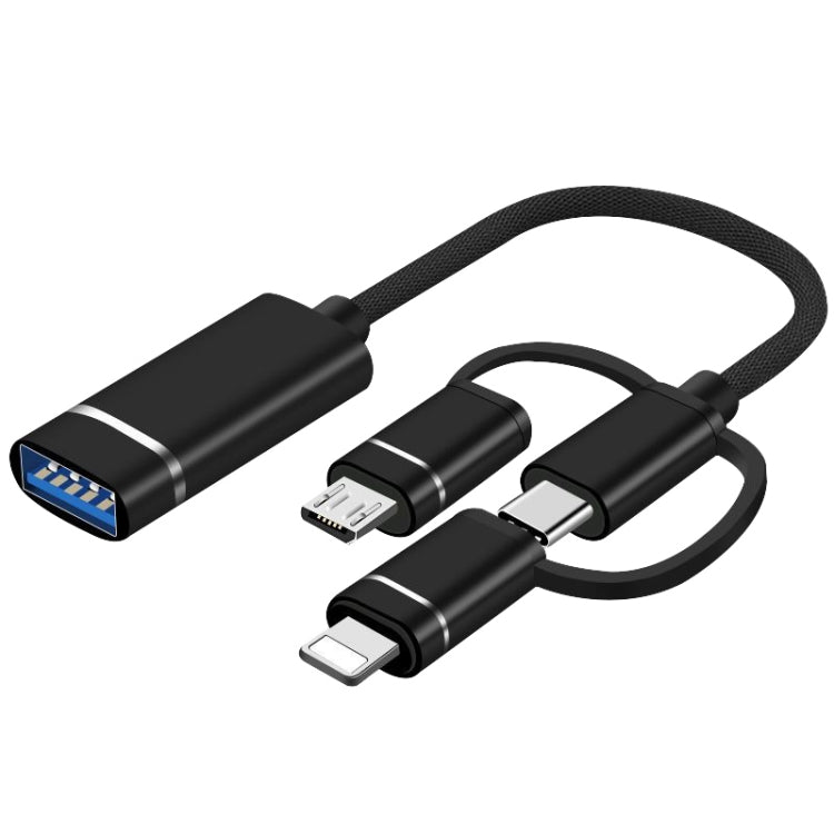 Adattatore OTG 3 in 1 USB femmina a Micro USB e Tipo C