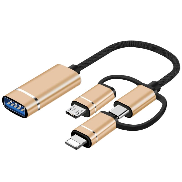 Adattatore OTG 3 in 1 USB femmina a Micro USB e Tipo C