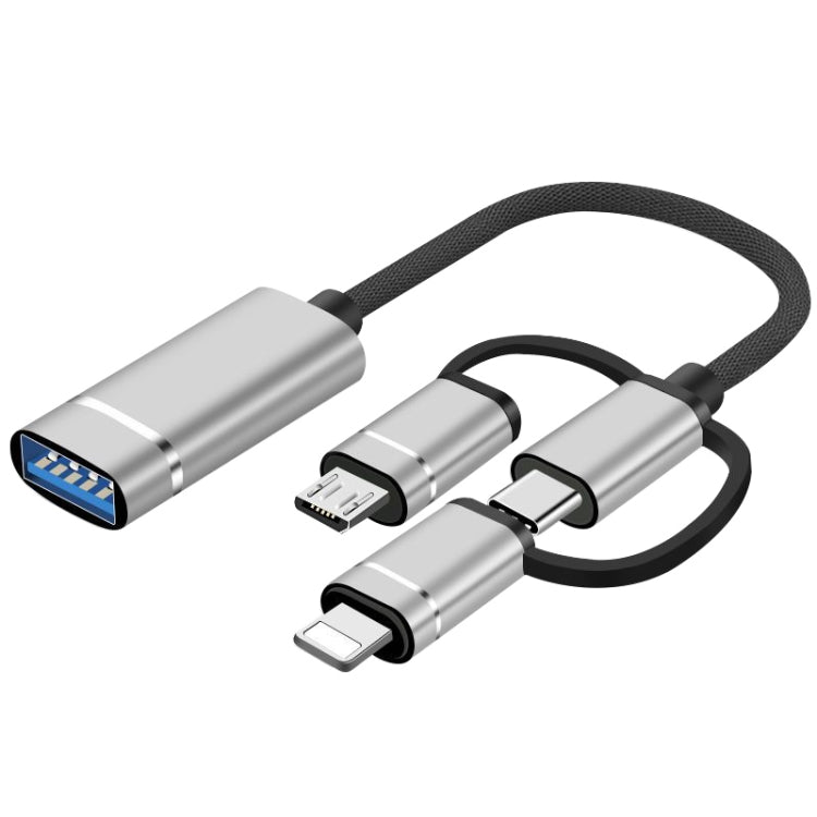 Adattatore OTG 3 in 1 USB femmina a Micro USB e Tipo C