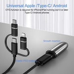 Adattatore OTG 3 in 1 USB femmina a Micro USB e Tipo C