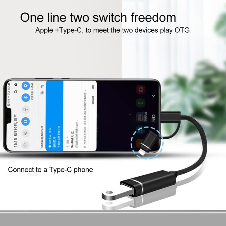 Adattatore OTG 3 in 1 USB femmina a Micro USB e Tipo C