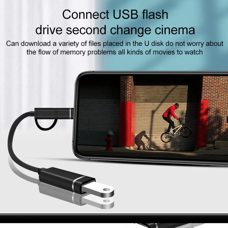 Adattatore OTG 3 in 1 USB femmina a Micro USB e Tipo C