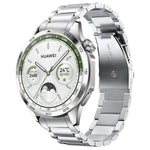 Cinturino per orologio in acciaio inossidabile con fibbia piatta curva e tre perline, For Huawei Watch GT 5 46mm