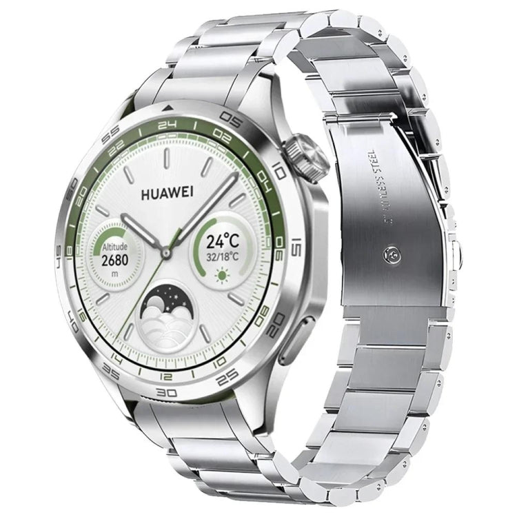 Cinturino per orologio in acciaio inossidabile con fibbia piatta curva e tre perline, For Huawei Watch GT 5 46mm