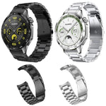 Cinturino per orologio in acciaio inossidabile con fibbia piatta curva e tre perline, For Huawei Watch GT 5 46mm