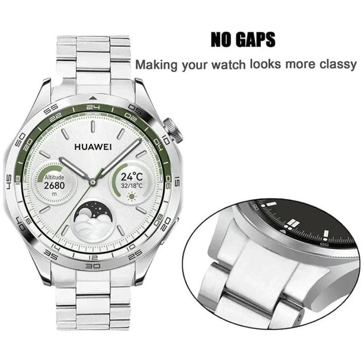 Cinturino per orologio in acciaio inossidabile con fibbia piatta curva e tre perline, For Huawei Watch GT 5 46mm