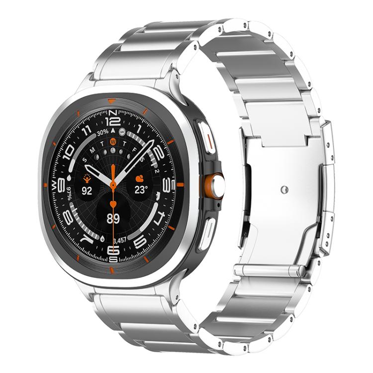 Cinturino per orologio in acciaio al titanio con fibbia a tartaruga a tre perle, For Samsung Galaxy Watch Ultra / Ultra 2025, For Samsung Galaxy Watch8 / Watch8 Classic