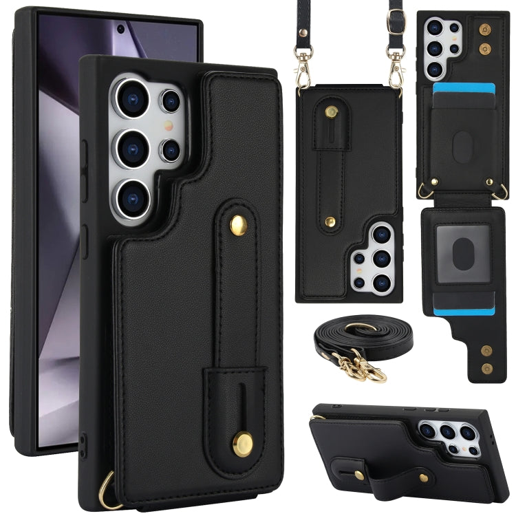 Custodia per telefono con cinturino verticale a portafoglio e cordino lungo, For Samsung Galaxy S25 Ultra 5G, For Samsung Galaxy S24 Ultra 5G, For Samsung Galaxy S24+ 5G