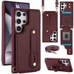Custodia per telefono con cinturino verticale a portafoglio e cordino lungo, For Samsung Galaxy S25 Ultra 5G, For Samsung Galaxy S24 Ultra 5G, For Samsung Galaxy S24+ 5G