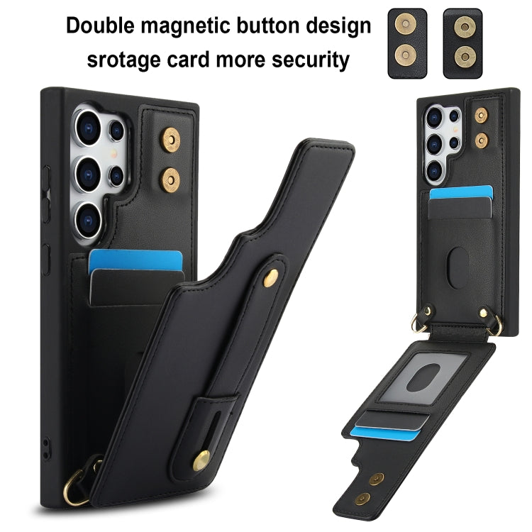 Custodia per telefono con cinturino verticale a portafoglio e cordino lungo, For Samsung Galaxy S25 Ultra 5G, For Samsung Galaxy S24 Ultra 5G, For Samsung Galaxy S24+ 5G