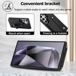 Custodia per telefono con cinturino verticale a portafoglio e cordino lungo, For Samsung Galaxy S25 Ultra 5G, For Samsung Galaxy S24 Ultra 5G, For Samsung Galaxy S24+ 5G