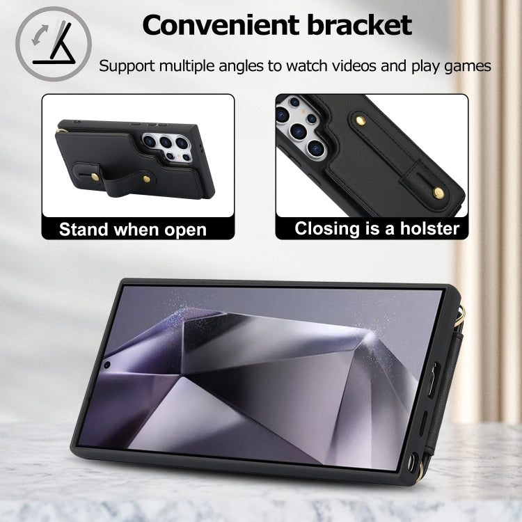 Custodia per telefono con cinturino verticale a portafoglio e cordino lungo, For Samsung Galaxy S25 Ultra 5G, For Samsung Galaxy S24 Ultra 5G, For Samsung Galaxy S24+ 5G