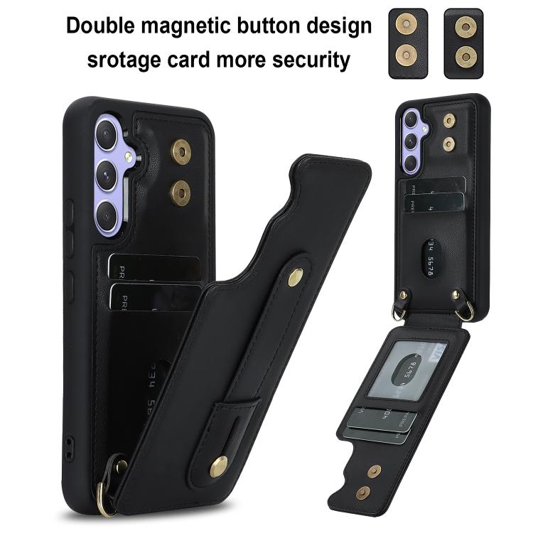 Custodia per telefono con cinturino verticale a portafoglio e cordino lungo, For Samsung Galaxy S26+ 5G, For Samsung Galaxy S26 Ultra 5G, For Samsung Galaxy S26 5G, For Samsung Galaxy S25+ 5G