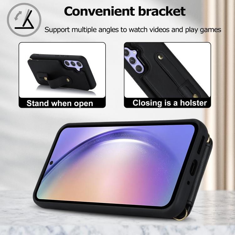 Custodia per telefono con cinturino verticale a portafoglio e cordino lungo, For Samsung Galaxy S26+ 5G, For Samsung Galaxy S26 Ultra 5G, For Samsung Galaxy S26 5G, For Samsung Galaxy S25+ 5G