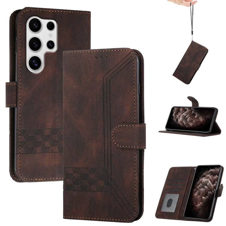 Custodia per telefono in pelle con effetto pelle cubica, For Samsung Galaxy S25 FE 5G, For Samsung Galaxy S25 5G, For Samsung Galaxy S25+ 5G, For Samsung Galaxy S25 Ultra 5G