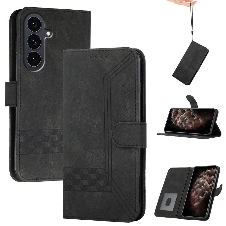 Custodia per telefono in pelle con effetto pelle cubica, For Samsung Galaxy S25 FE 5G, For Samsung Galaxy S25 5G, For Samsung Galaxy S25+ 5G, For Samsung Galaxy S25 Ultra 5G