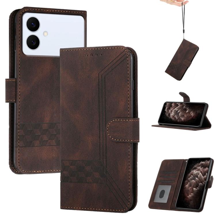 Custodia per telefono in pelle con effetto pelle cubica, For Galaxy S26 FE 5G, For Samsung Galaxy S26 Edge 5G, For Samsung Galaxy S26 Ultra 5G, For Samsung Galaxy S26 5G