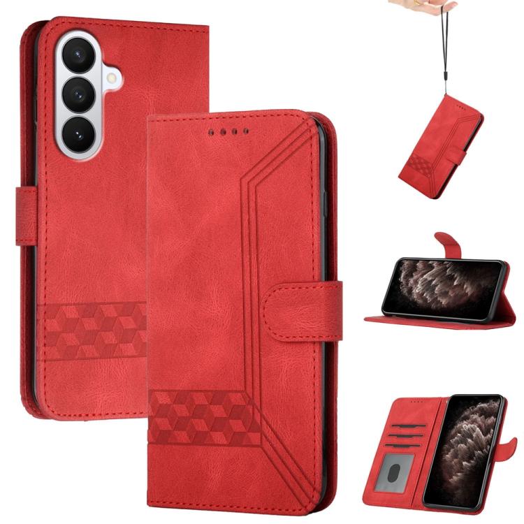 Custodia per telefono in pelle con effetto pelle cubica, For Galaxy S26 FE 5G, For Samsung Galaxy S26 Edge 5G, For Samsung Galaxy S26 Ultra 5G, For Samsung Galaxy S26 5G