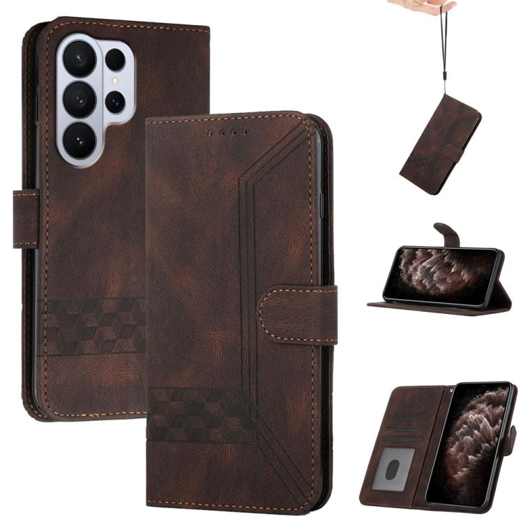 Custodia per telefono in pelle con effetto pelle cubica, For Galaxy S26 FE 5G, For Samsung Galaxy S26 Edge 5G, For Samsung Galaxy S26 Ultra 5G, For Samsung Galaxy S26 5G