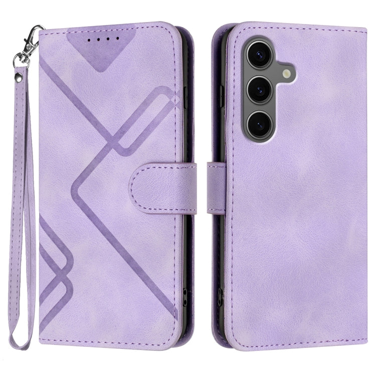 Custodia per telefono in pelle con motivo a linee, For Samsung Galaxy S25 FE 5G, For Samsung Galaxy S25 5G, For Samsung Galaxy S25+ 5G, For Samsung Galaxy S25 Ultra 5G