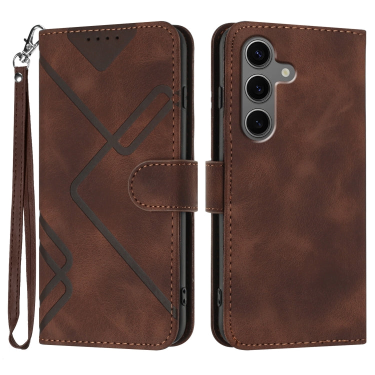Custodia per telefono in pelle con motivo a linee, For Samsung Galaxy S25 FE 5G, For Samsung Galaxy S25 5G, For Samsung Galaxy S25+ 5G, For Samsung Galaxy S25 Ultra 5G