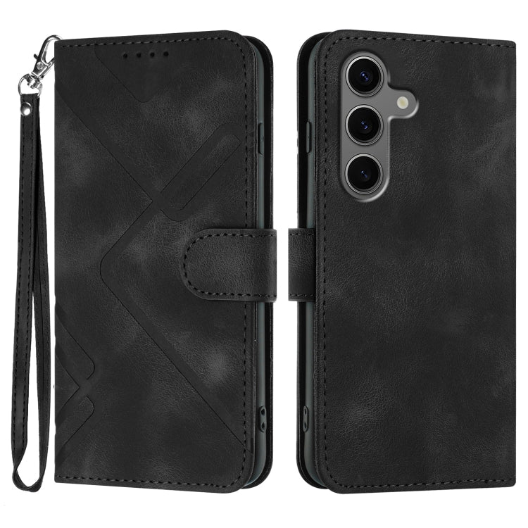 Custodia per telefono in pelle con motivo a linee, For Samsung Galaxy S25 FE 5G, For Samsung Galaxy S25 5G, For Samsung Galaxy S25+ 5G, For Samsung Galaxy S25 Ultra 5G