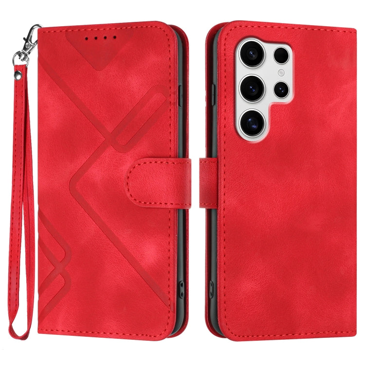 Custodia per telefono in pelle con motivo a linee, For Samsung Galaxy S25 FE 5G, For Samsung Galaxy S25 5G, For Samsung Galaxy S25+ 5G, For Samsung Galaxy S25 Ultra 5G