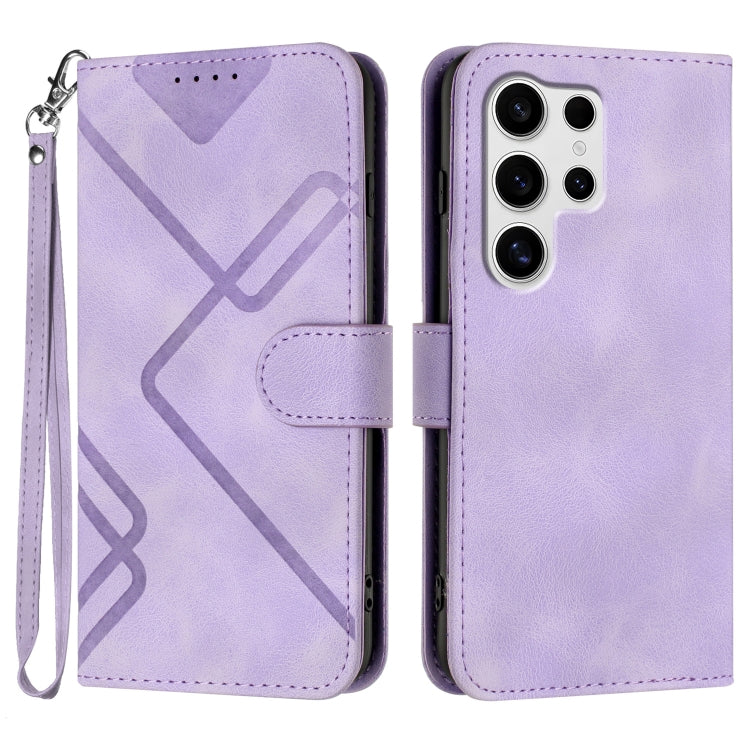 Custodia per telefono in pelle con motivo a linee, For Samsung Galaxy S25 FE 5G, For Samsung Galaxy S25 5G, For Samsung Galaxy S25+ 5G, For Samsung Galaxy S25 Ultra 5G