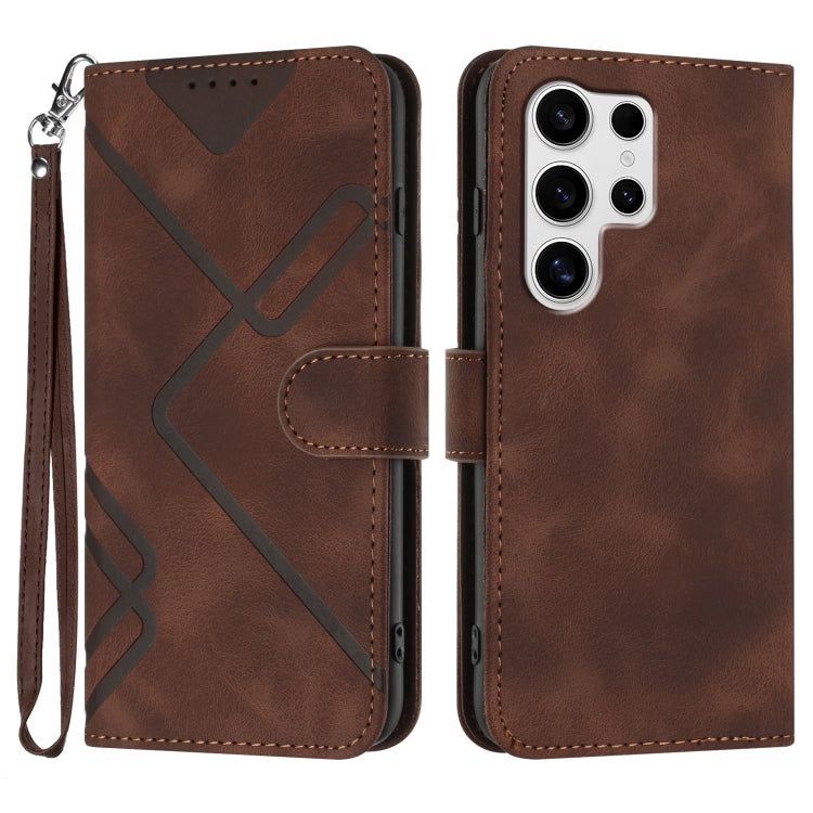 Custodia per telefono in pelle con motivo a linee, For Samsung Galaxy S25 FE 5G, For Samsung Galaxy S25 5G, For Samsung Galaxy S25+ 5G, For Samsung Galaxy S25 Ultra 5G