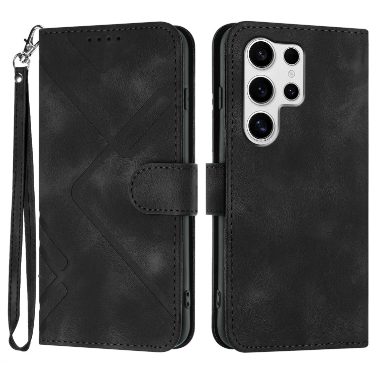 Custodia per telefono in pelle con motivo a linee, For Samsung Galaxy S25 FE 5G, For Samsung Galaxy S25 5G, For Samsung Galaxy S25+ 5G, For Samsung Galaxy S25 Ultra 5G