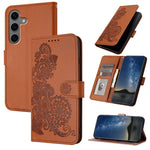 Custodia per telefono in pelle con stampa a fiori di Datura, For Samsung Galaxy S25+ 5G, For Samsung Galaxy S25 Ultra 5G