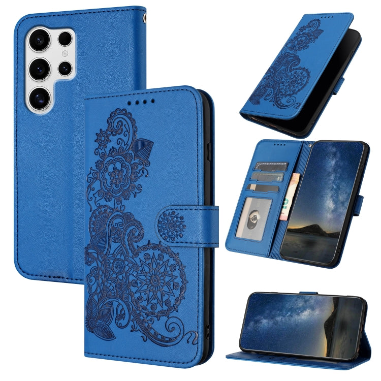 Custodia per telefono in pelle con stampa a fiori di Datura, For Samsung Galaxy S25+ 5G, For Samsung Galaxy S25 Ultra 5G