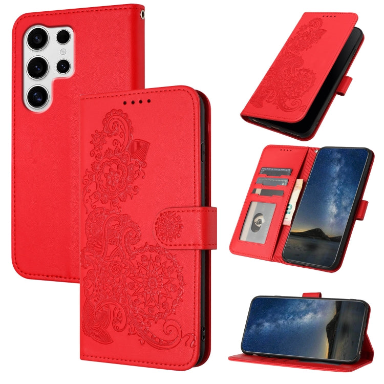 Custodia per telefono in pelle con stampa a fiori di Datura, For Samsung Galaxy S25+ 5G, For Samsung Galaxy S25 Ultra 5G